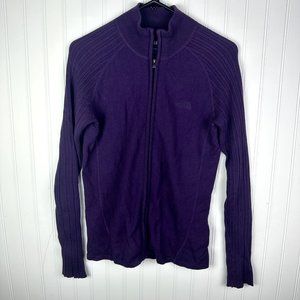 The North Face Purple Zip Up Cardigan Wool‎ Blend size Medium